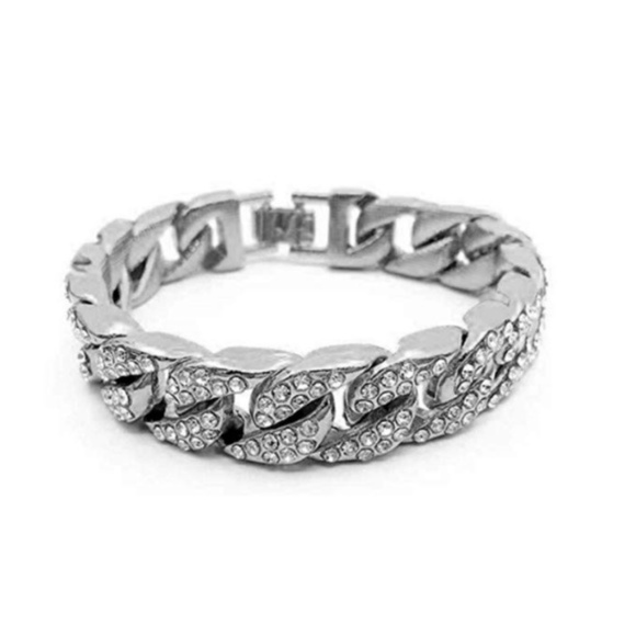 NEW! Mens Curb "Cuban" Silver Wrist Chain - Picture 5 of 7